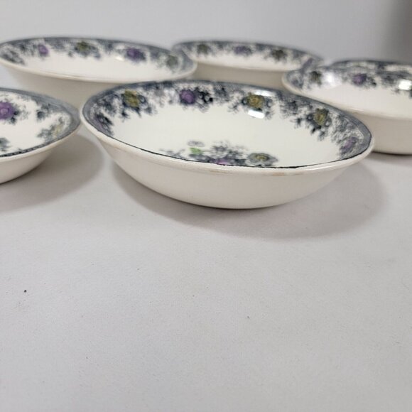 Lot of 6 Egersund Norway Black Pheasant Transferware Norsk Flint Bowl Soup Berry - Picture 2 of 11